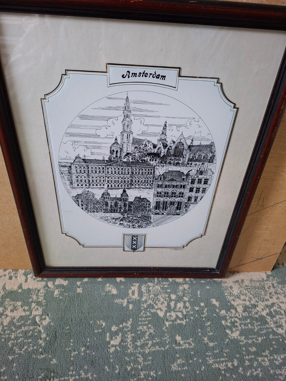 GLASGRAVURE AMSTERDAM, Antiek en Kunst, Kunst | Etsen en Gravures, Ophalen, 46 cm, 38 cm