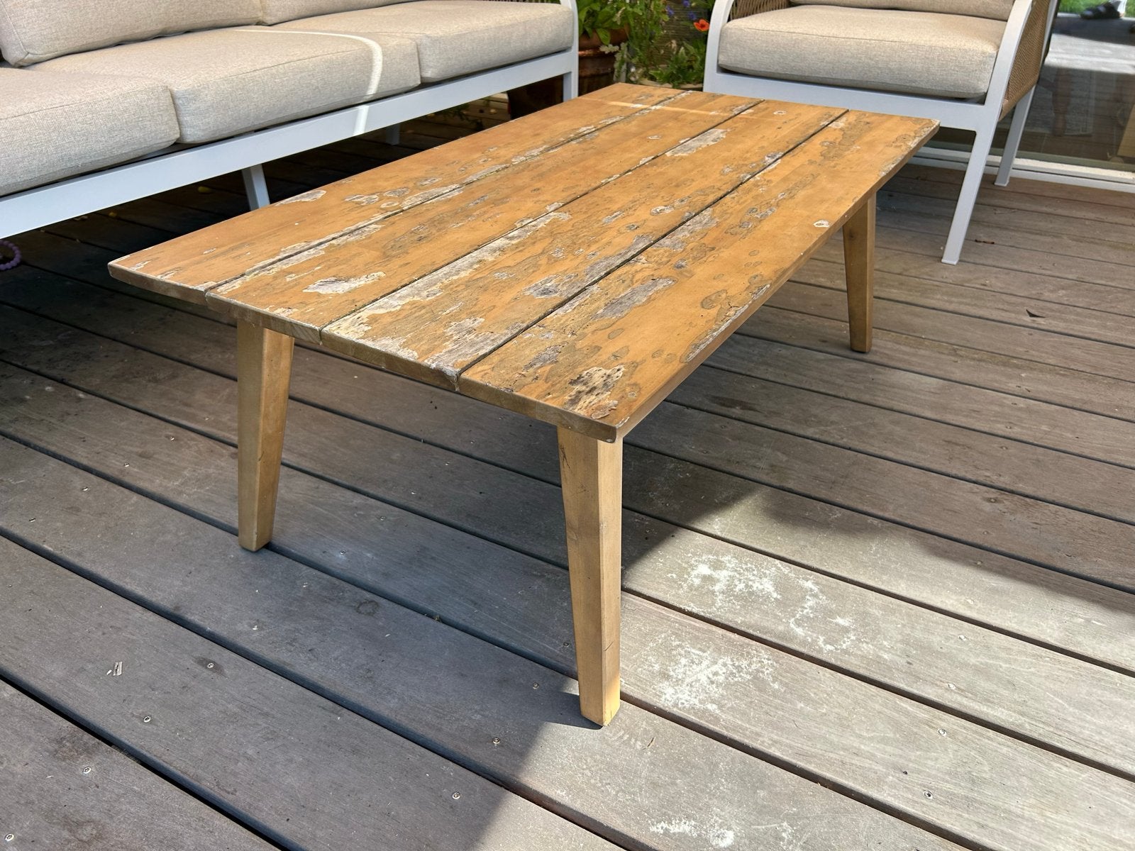 Houten salontafel tuinset loungeset 60x110 cm, Tuin en Terras, Tuinsets en Loungesets, Ophalen, Gebruikt, Hout