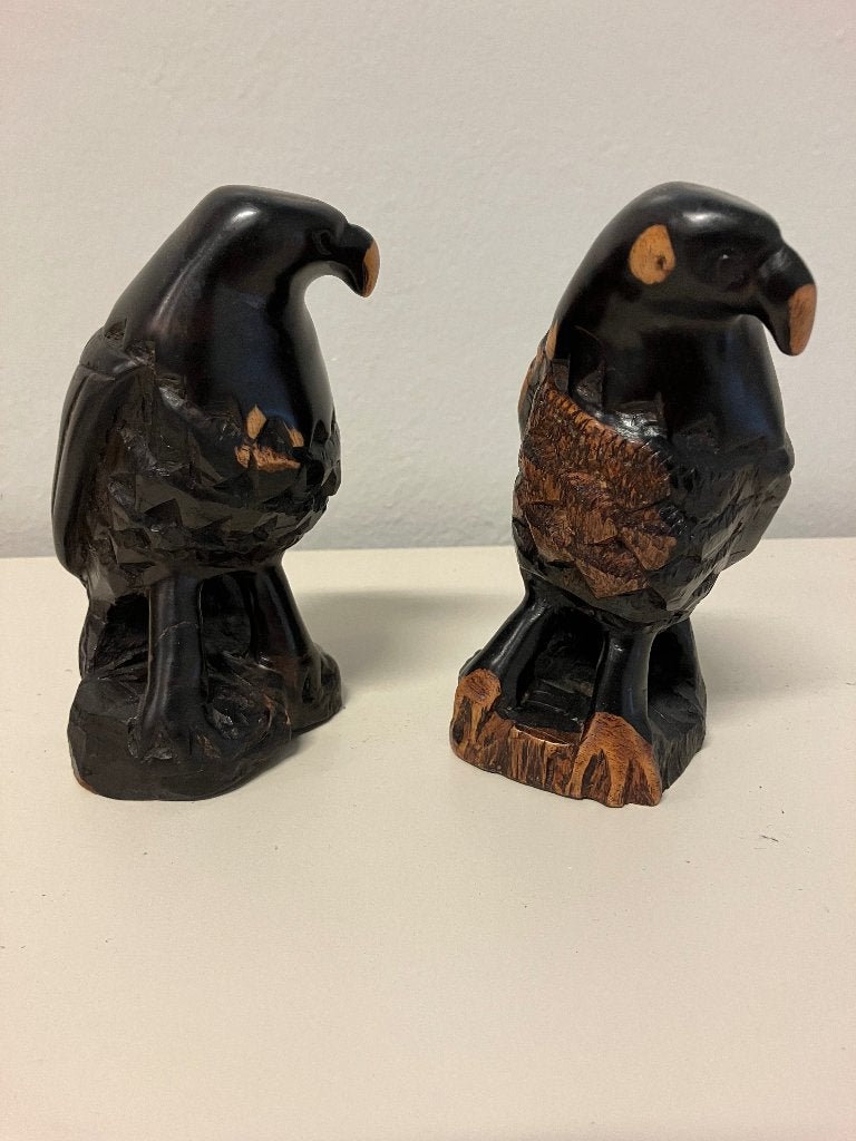2 handgesneden ijzerhouten adelaarsculpturen, Hout, Mexico, 15 cm, Houtsnijwerk