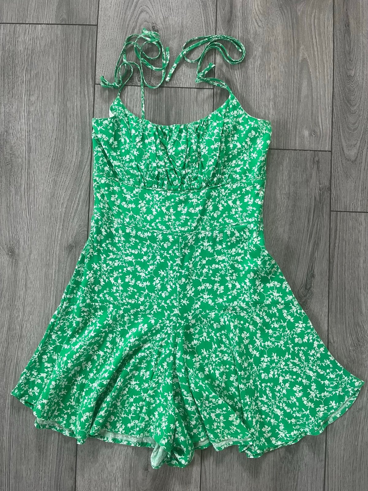 New Yorker jumpsuit Maat S Groen met Bloemenprint, Kleding | Dames, Ophalen of Verzenden, Maat 36 (S), Gedragen, Boven de knie
