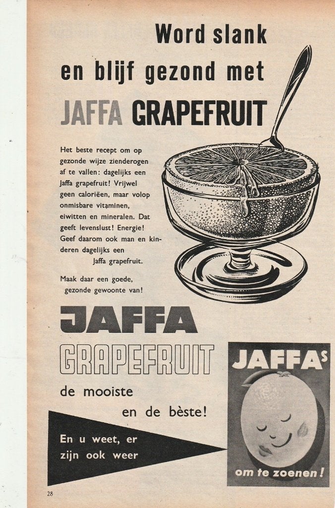 Retro reclame 1960 Jaffa limonade frisdrank grapefruit, Verzenden, Overige typen