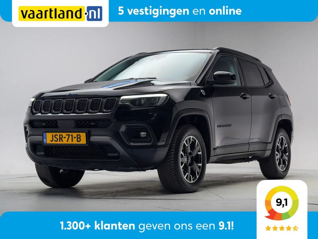Jeep Compass 4xe 240 Plug-in Trailhawk Aut. [ Adapt.cruise C, Auto's, Automaat, 4 cilinders, 179 pk, Zwart