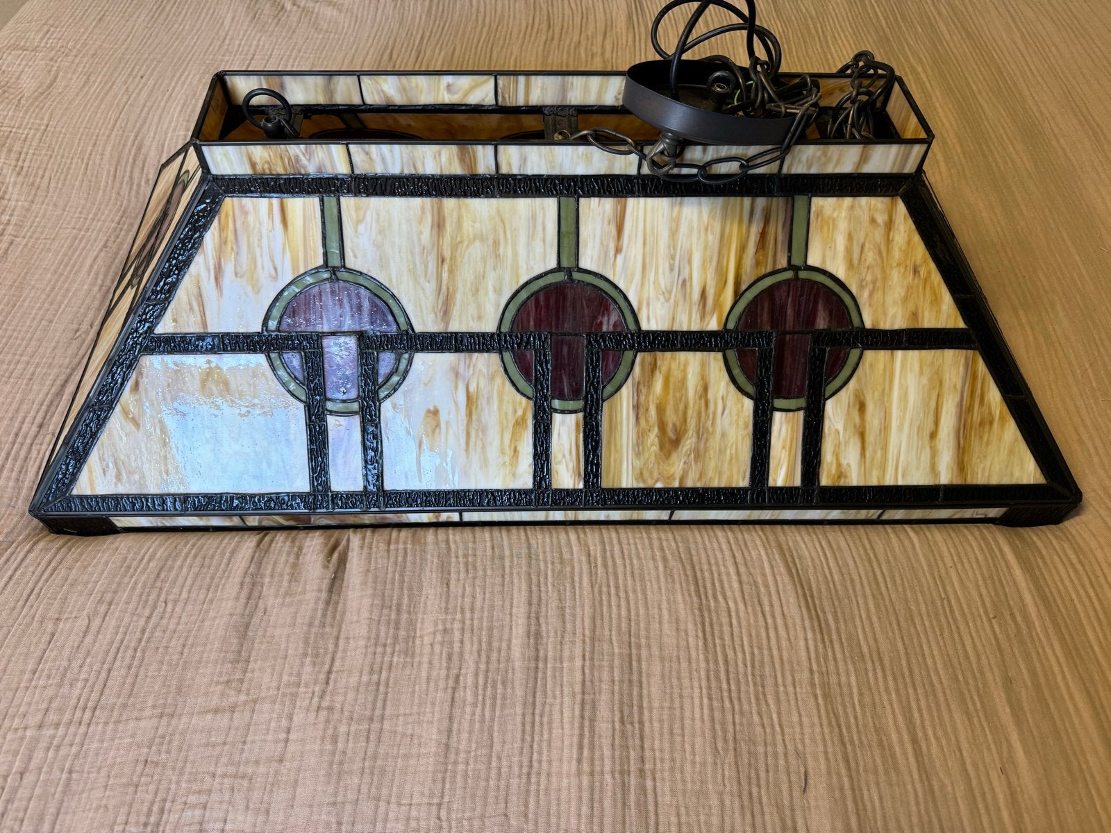 Tiffany Stijl Hanglamp - Glas in Lood - 3 Fittingen, Ophalen, Gebruikt, Glas, E14 (klein)