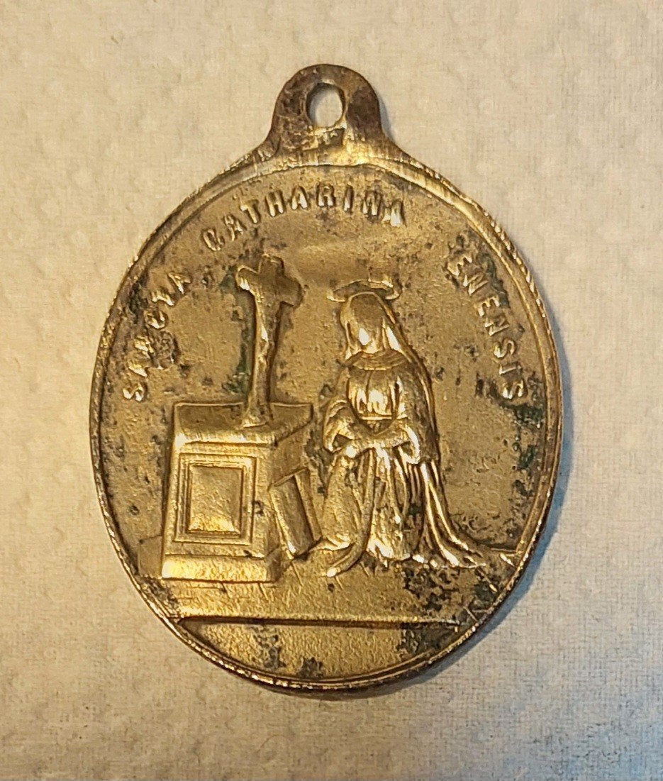 medaille Sint-Catharina van Siena en Sint-Dominicus., Postzegels en Munten, Ophalen of Verzenden, Overige materialen