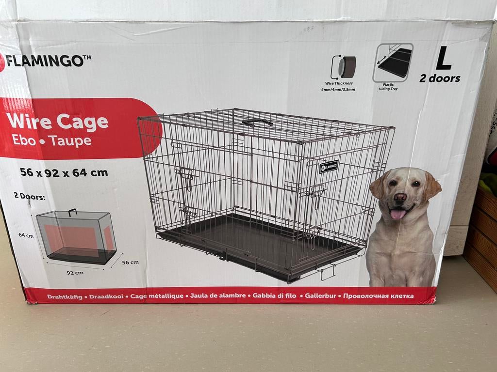 Hondenbench opvouwbaar Ebo taupe Flamingo, Ophalen, Zo goed als nieuw