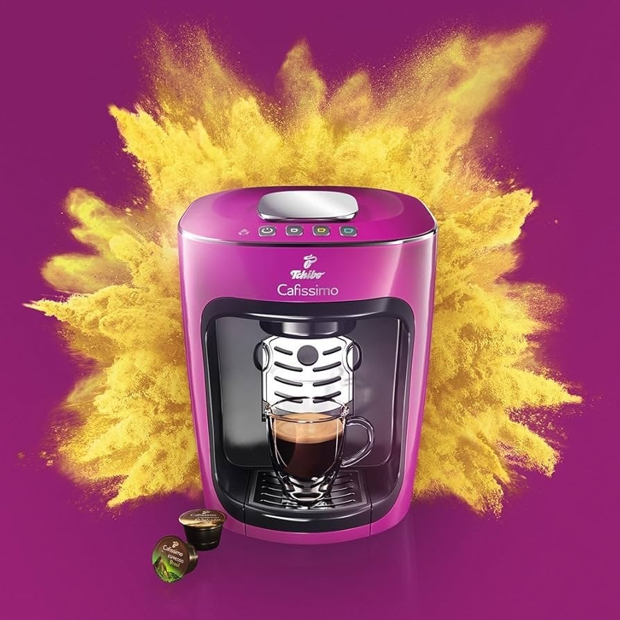 Tchibo Cafissimo Pure - Magenta capsule koffiemachine, Koffiemachine, Ophalen of Verzenden, Zo goed als nieuw, 1 kopje