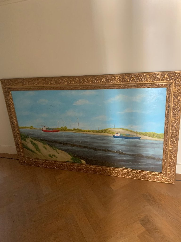 Willem van der Hooft olieverfschilderij in gouden lijst, Ophalen, Maritiem / water, Olieverf, Klassiek