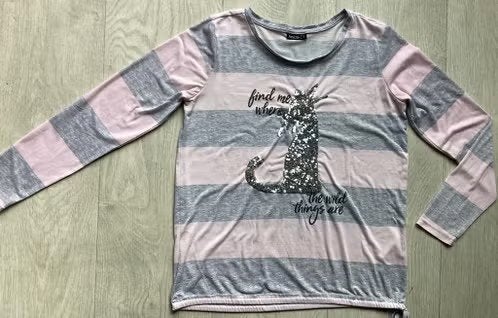 shirt maat 36 (maat S) van Janina Roze/Grijs gestreept, Ophalen of Verzenden, Zo goed als nieuw, Lange mouw, Maat 36 (S)