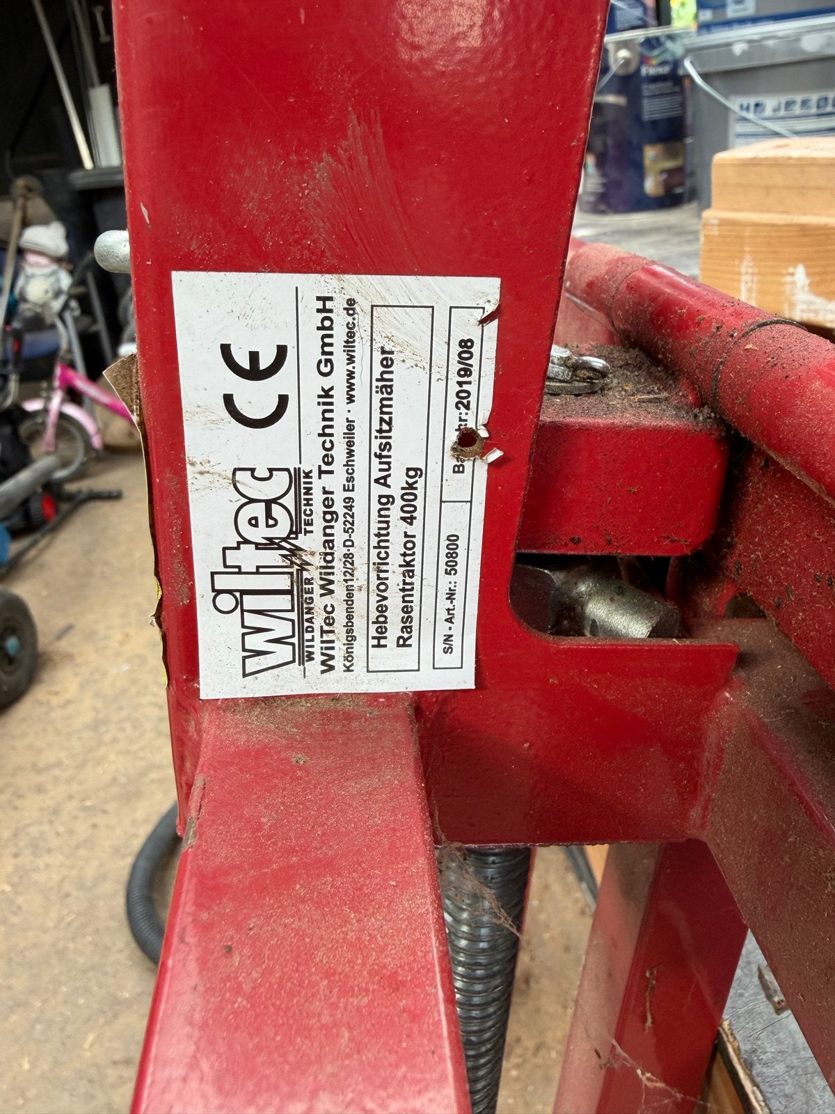 WilTec hefbrug voor zitmaaier / gazontractor – 400 kg, Ophalen, Gebruikt