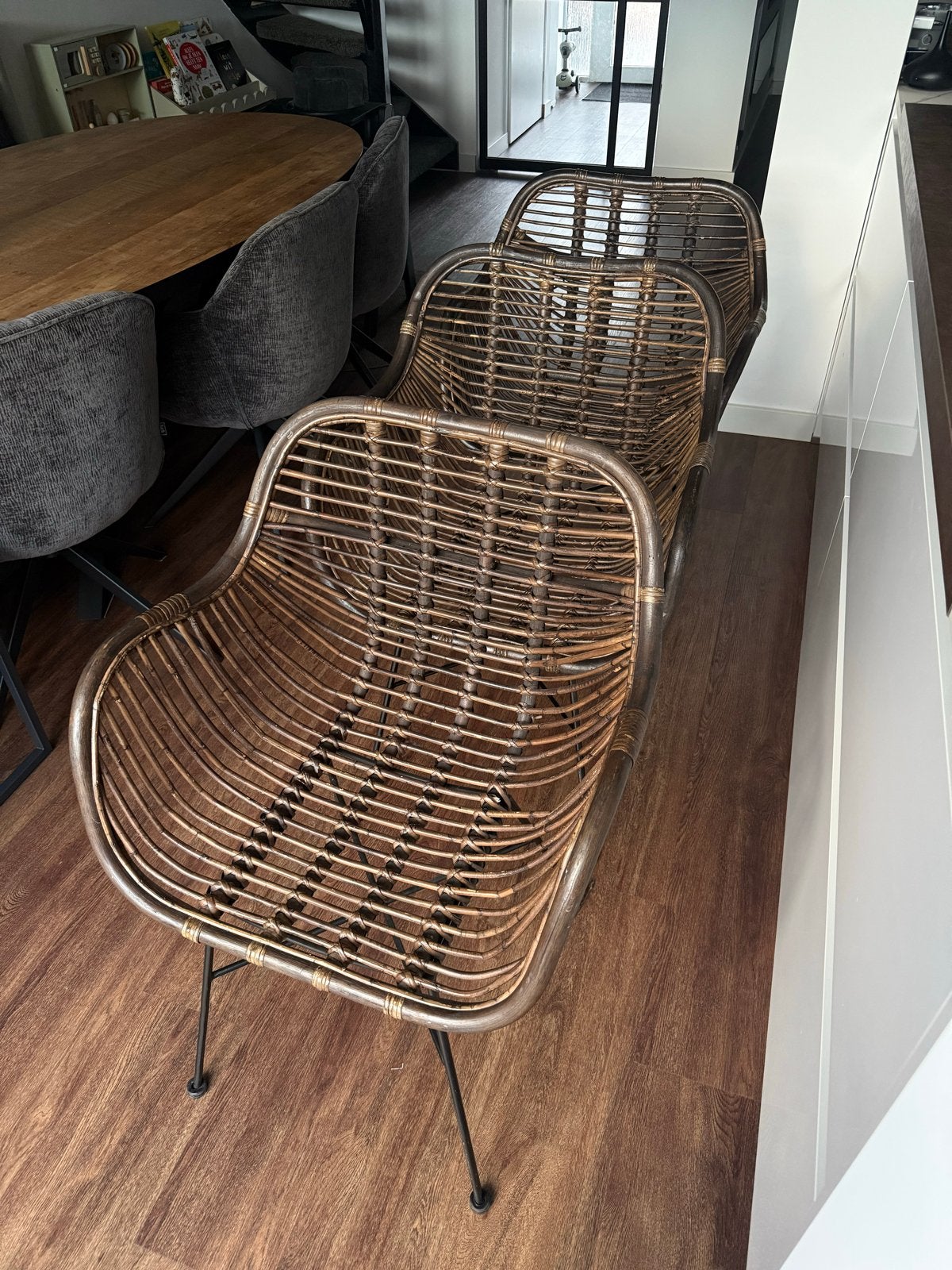 Rotan eetkamerstoelen Julan Leenbakker, Ophalen, Gebruikt, Bruin, Metaal