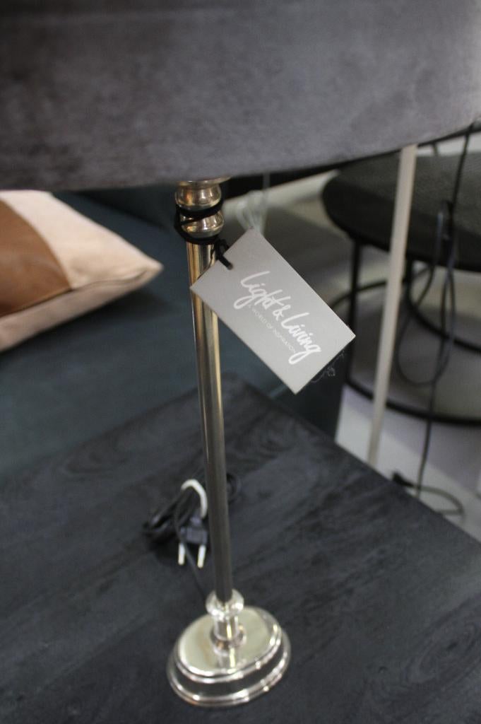 2 x mooie tafellamp schemerlamp metaal velvet grijs zilver, Ophalen of Verzenden, Zo goed als nieuw