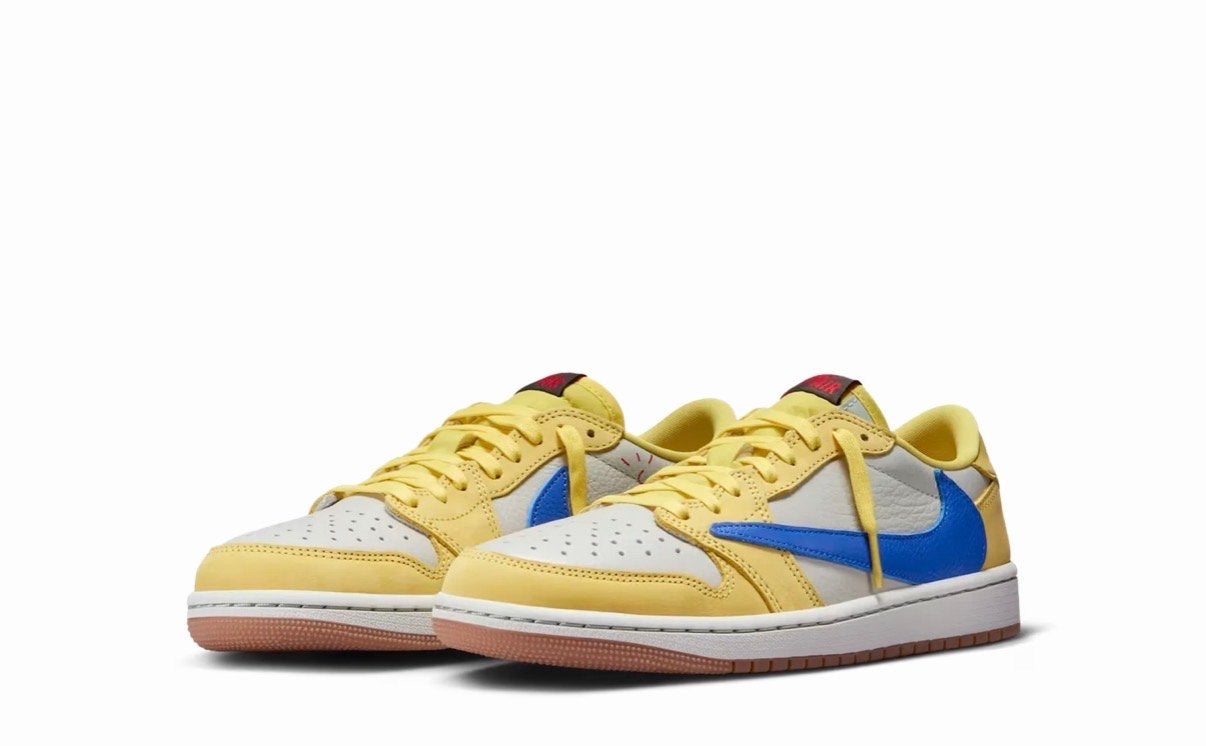Maat 39/40/41 Nike Air Jorda 1 Low OG SP Travis Scott Canary, Ophalen of Verzenden, Nieuw, Overige kleuren, Sneakers of Gympen