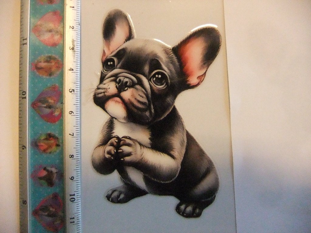 Leuke Franse Bulldog puppy sticker voor mokken/servies, Kunststof, Overige merken, Verzenden, Overige typen