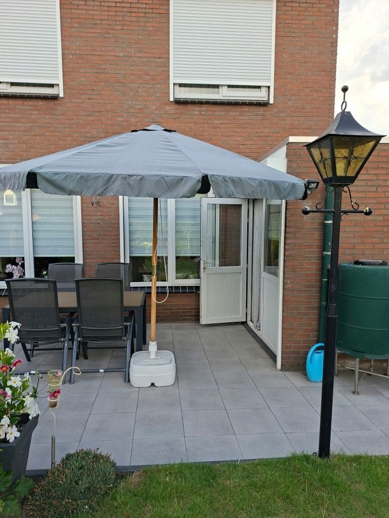 Parasol incl voet, Tuin en Terras, Parasols, Ophalen, Gebruikt, 2 tot 3 meter, Overige typen