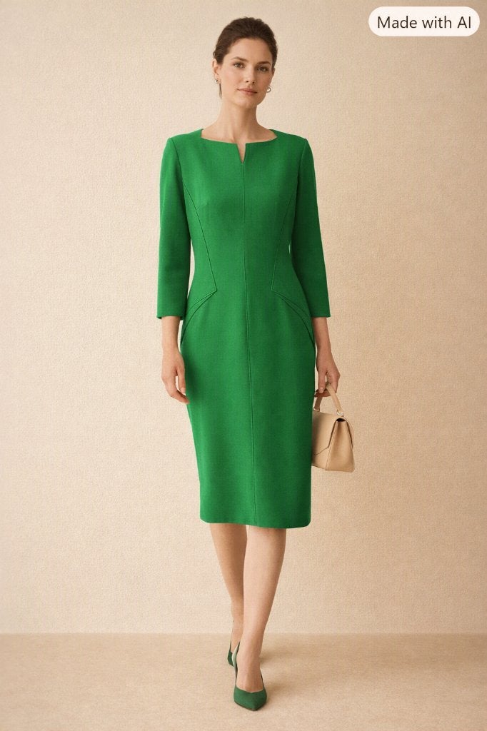 Natan vintage grasgroen jurkje maat 40 – Geometric Tailoring, Maat 38/40 (M), Verzenden, Nieuw, Knielengte