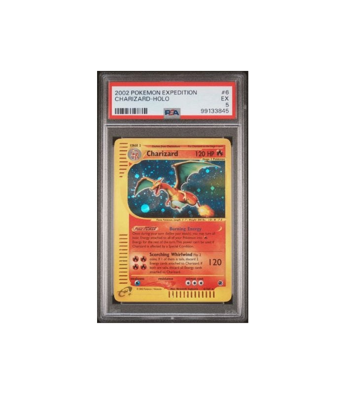 Pokemon Charizard Holo e-Series Expedition #6 PSA 5 – Swirl, Ophalen of Verzenden, Zo goed als nieuw, Losse kaart, Foil