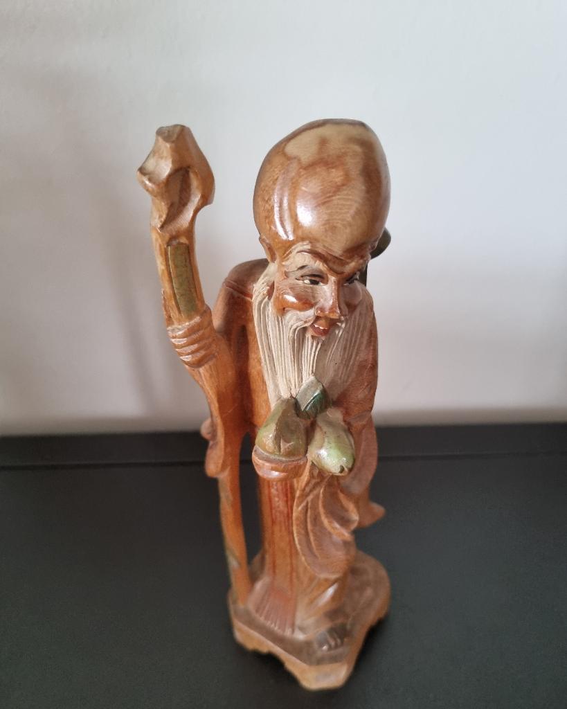 Vintage Shou Xing (Shou Lao) houten beeld, Verzenden