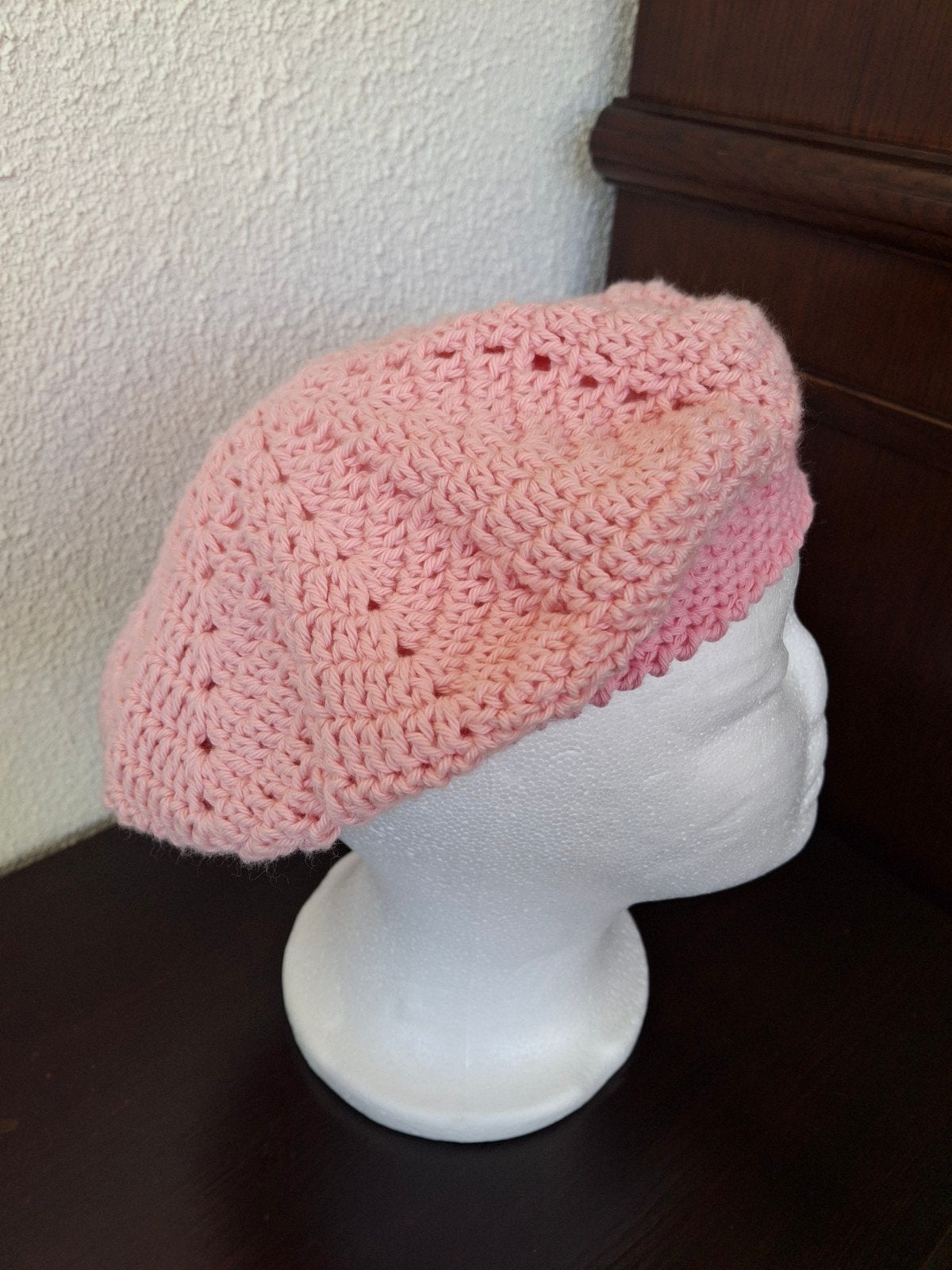 100% katoenen  zelf gehaakte ( kinder ) baret, Ophalen of Verzenden, Nieuw, Haken, Wol of Garen