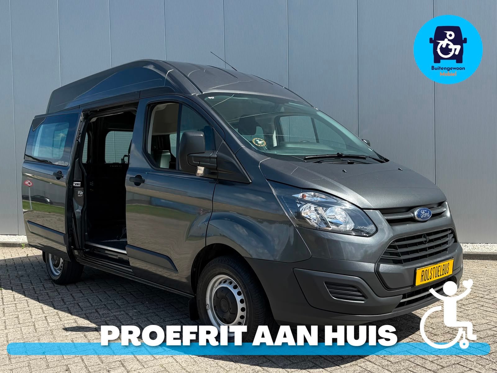 Ford Transit Custom 2.0 TDCI L1H2 | Rolstoelbus | Lage Kilom, Auto's, Bestelauto's, Stof, Gebruikt, Zwart, Origineel Nederlands