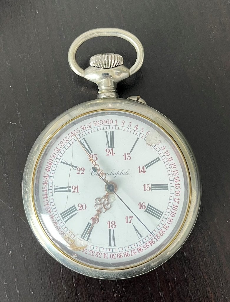 Colombophile zakhorloge met Beaucourt & Argentan stempel, Overige merken, Zakhorloge, Staal, 1900 tot 1930
