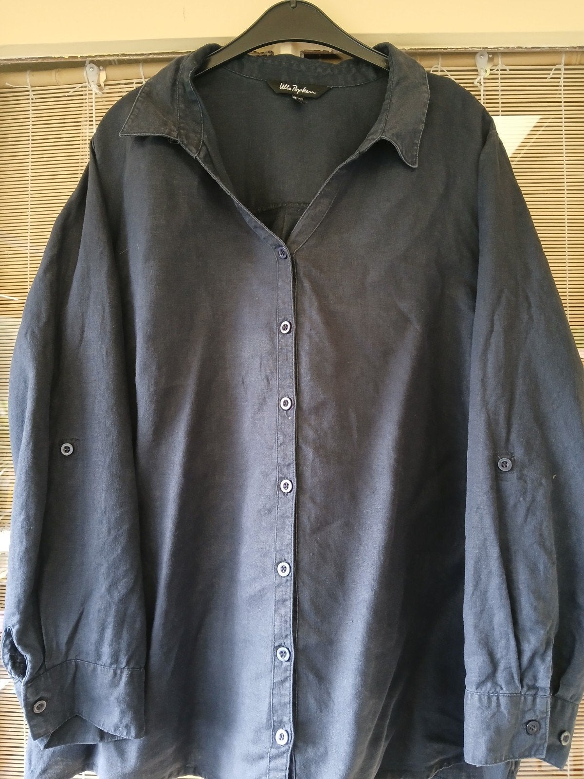 Ulla Popken linnen blouse maat 50, Blauw, Maat 46/48 (XL) of groter, Ulla Popken, Ophalen of Verzenden