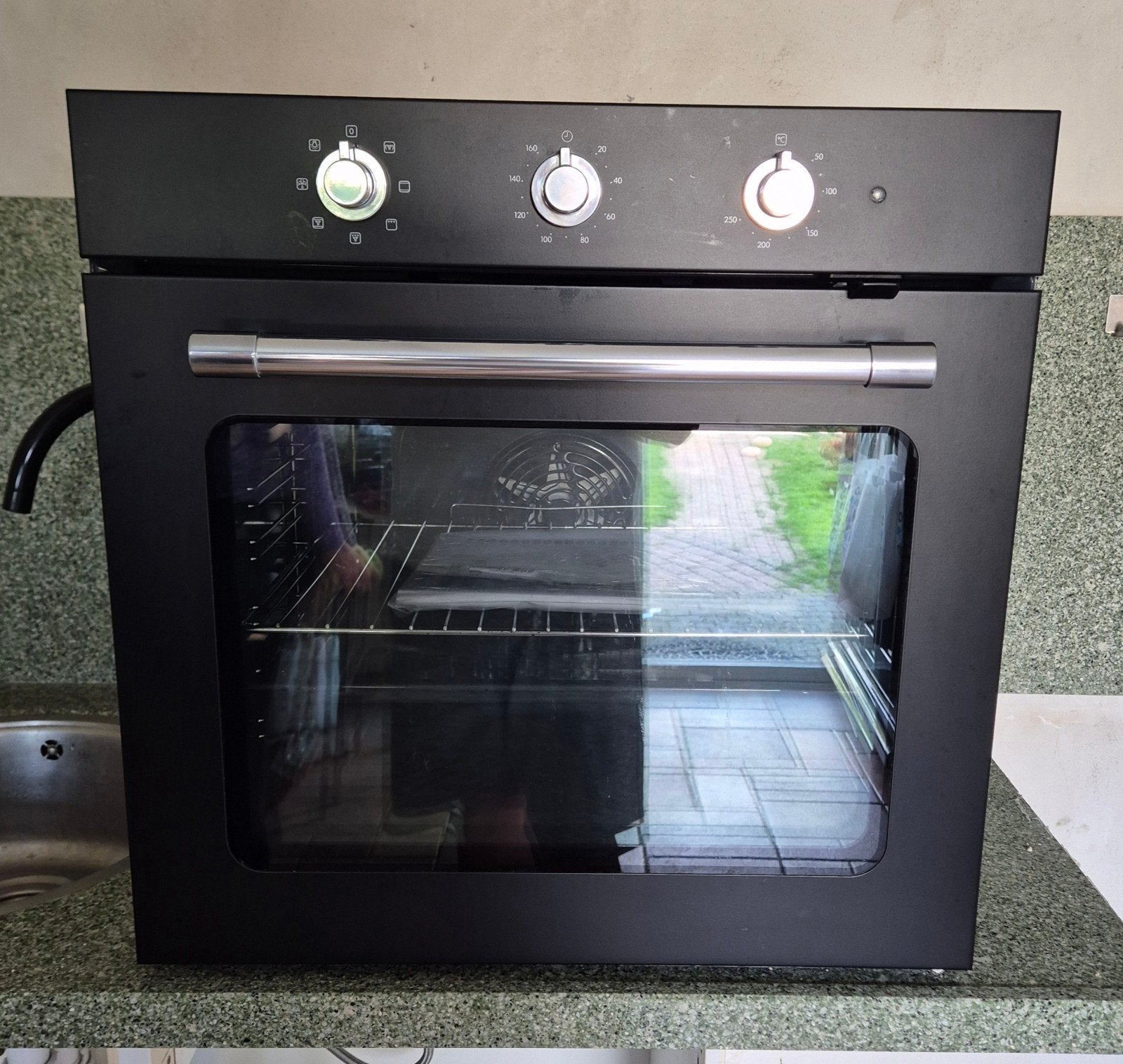 Zwarte Inbouw Heteluchtoven - Zo goed als nieuw, Witgoed en Apparatuur, Ovens, Ophalen, Overige merken, Hete lucht, 60 cm of meer