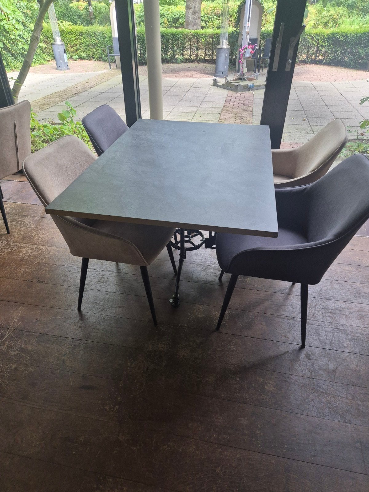 Horeca tafel met stoelen, Ophalen, Gebruikt, 100 tot 150 cm, 50 tot 100 cm