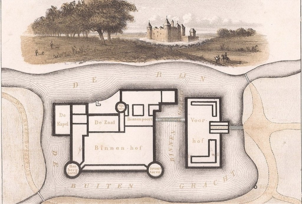Het Huis Brederode - Platte Grond van het kasteel Brederode, 1800 - 1899, Architectuur, Blanco verso, 11 cm