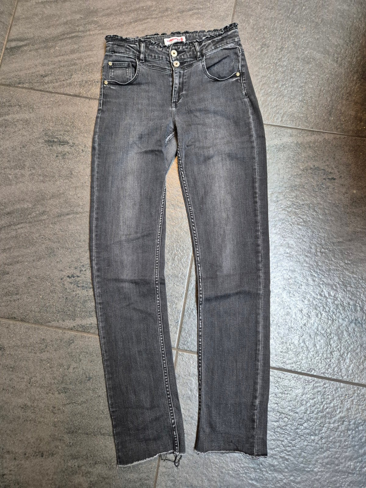 Vingino spijkerbroek grijs maat 15/170, Broek, Meisje, Ophalen of Verzenden, Zo goed als nieuw