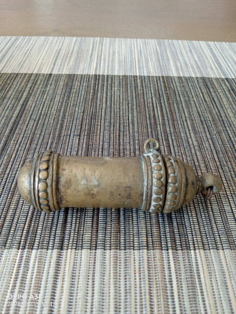 Vintage messing cilindervormige limepasta-container, Ophalen of Verzenden, Brons