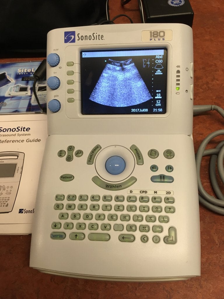 Complete echo set draagbaar Sonosite 180 plus in tas, Niet ingevuld, Niet ingevuld, Ophalen of Verzenden, Zo goed als nieuw