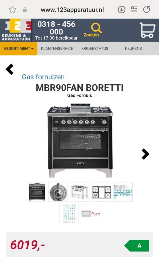 Luxe Boretti Majestic Fornuis 91cm antraciet + rvs frytop, Witgoed en Apparatuur, Niet ingevuld, 60 cm of meer, Niet ingevuld