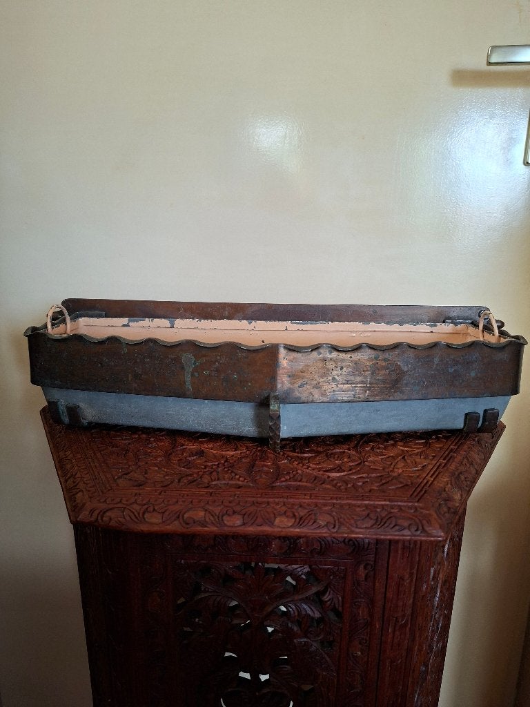 Antieke koperen (wand) jardiniere Jugendstil plantenbak, Ophalen, Koper