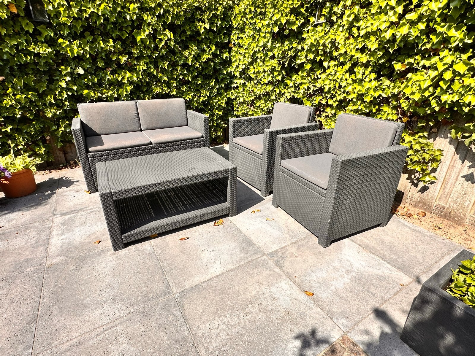 Wicker Loungeset *MOET SNEL WEG!*, Tuin en Terras, Ophalen, 4 zitplaatsen, Gebruikt, Loungeset