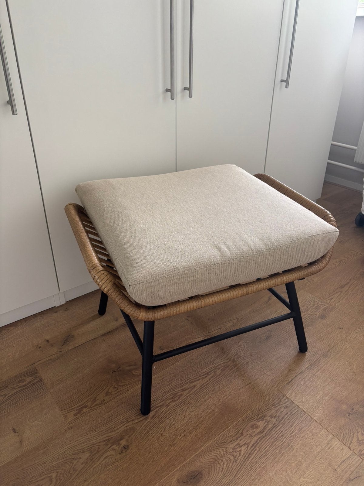 Hocker/voetenbank wicker, Ophalen, Nieuw, Stof, Rechthoekig