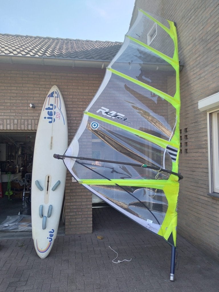 complete windsurfset, Watersport en Boten, Overige merken, Gebruikt, 5 tot 6.5 m², 300 cm of meer