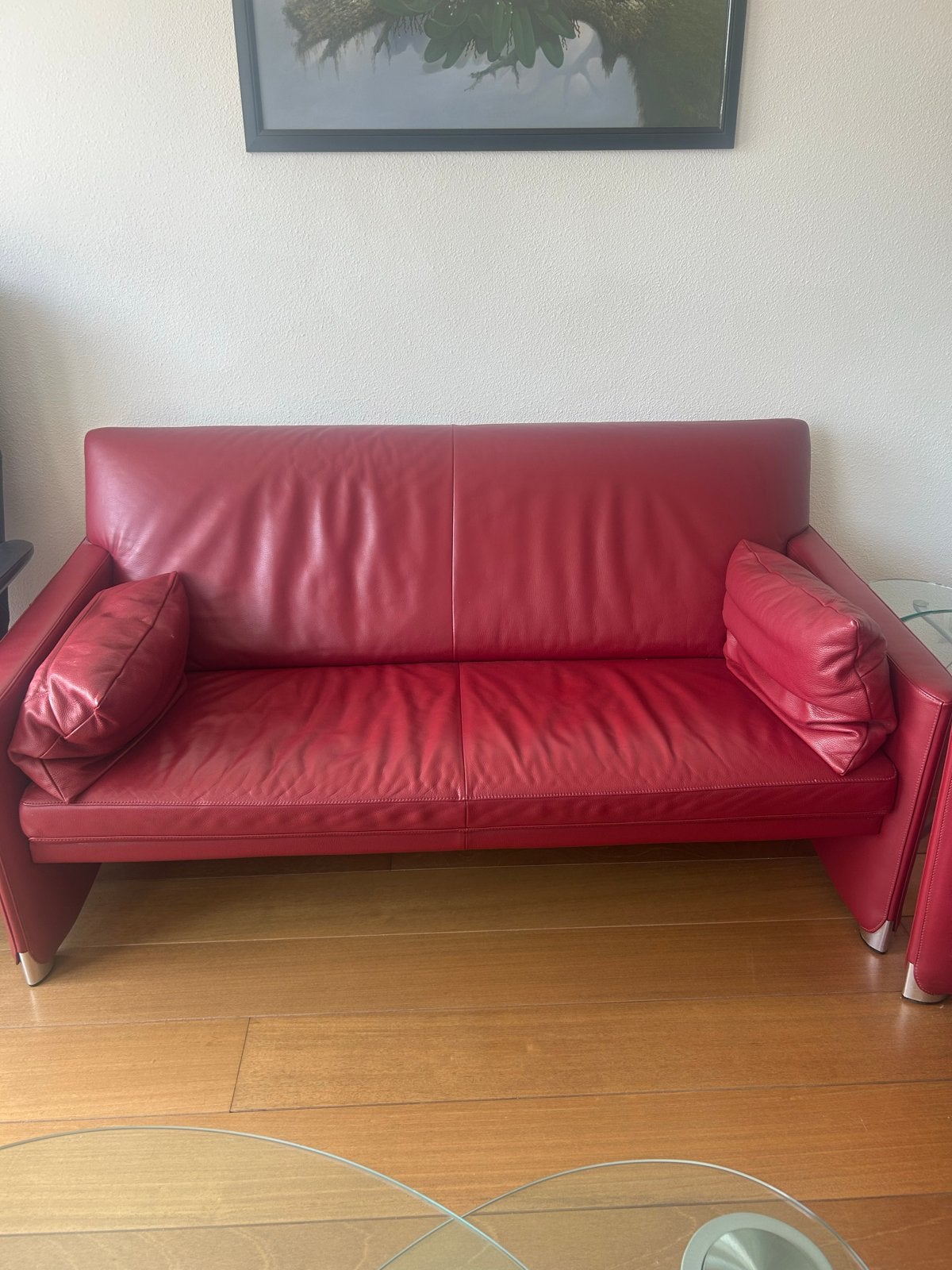 Jori Bank - Comfortabel en Stijlvol Rood Leer, Huis en Inrichting, Ophalen, Gebruikt, 150 tot 200 cm, Tweepersoons