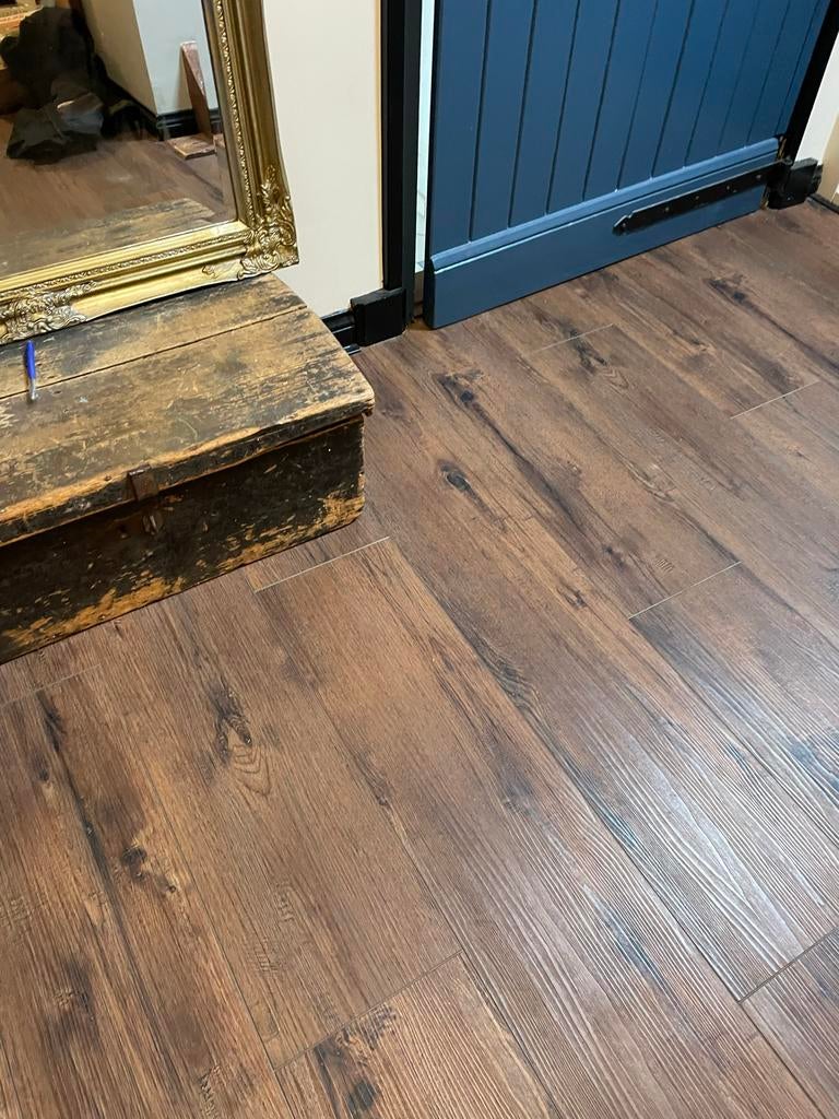 Nieuwe PVC vloer donker eiken - 4,4 m2, Ophalen, Kunststof, 50 tot 150 cm, Nieuw