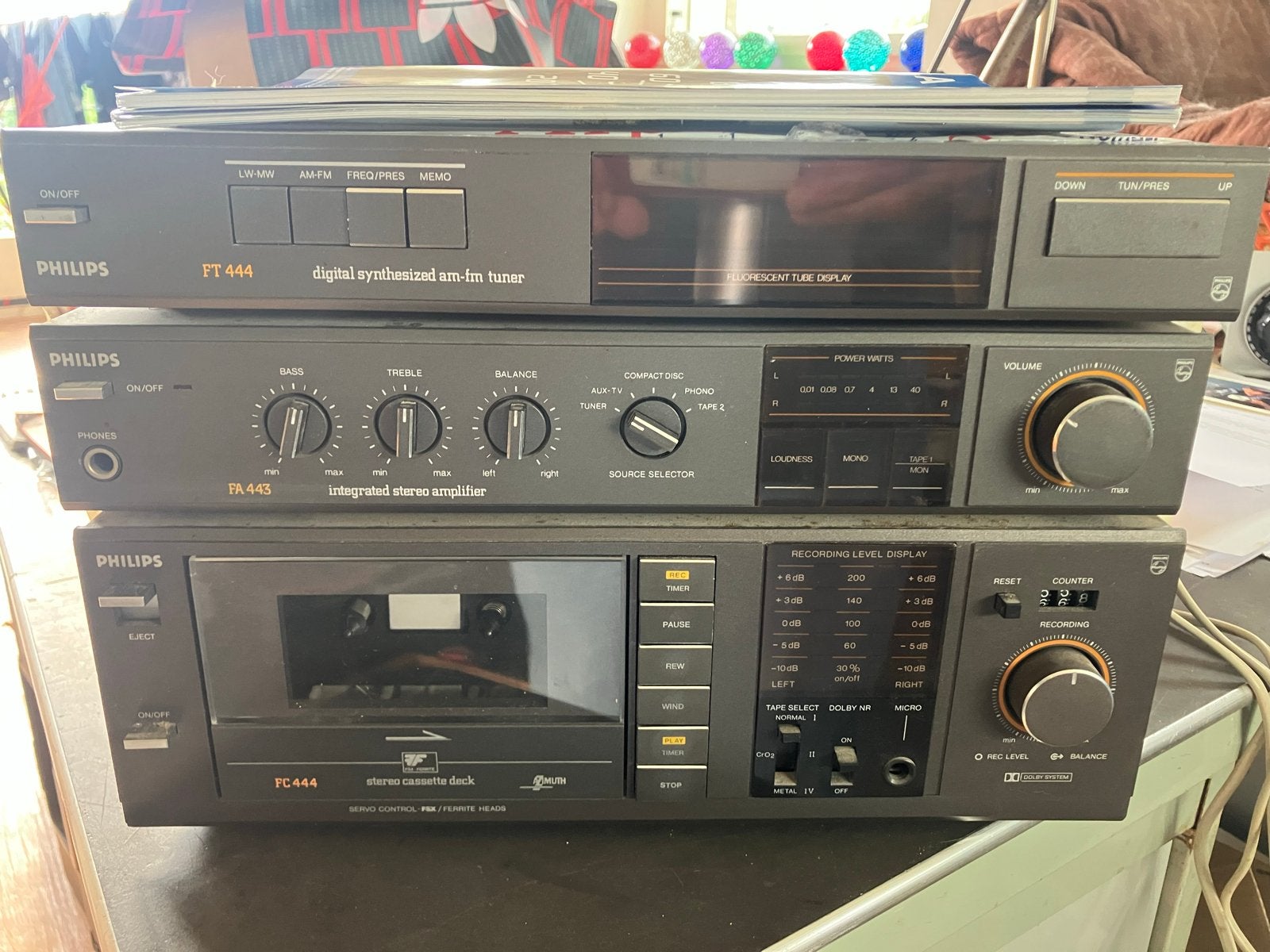 Philips Stereo Set Jaren '80 - Defect voor onderdelen/repara, Audio, Tv en Foto, Stereo-sets, Philips, Cassettedeck, Niet werkend