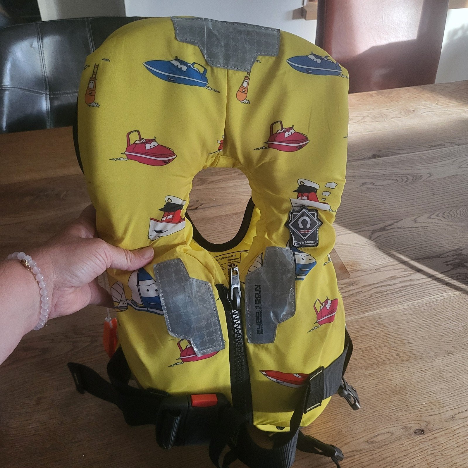 Kinderreddingsvest N150, 15-30 kg, geel met bootjes, Ophalen of Verzenden, Gebruikt, Overige typen