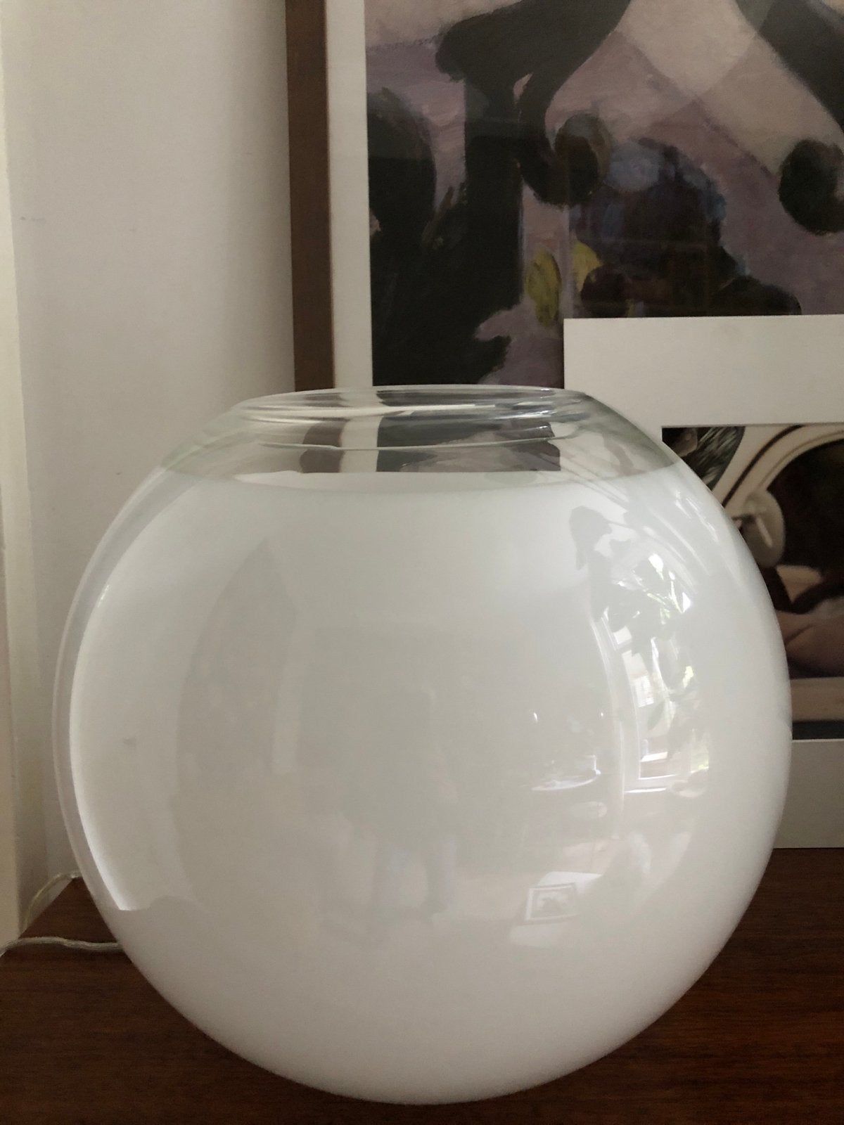 ILU design glazen tafellamp - bolvormig wit, Wit, Gemerkt, Lamp, 31 cm
