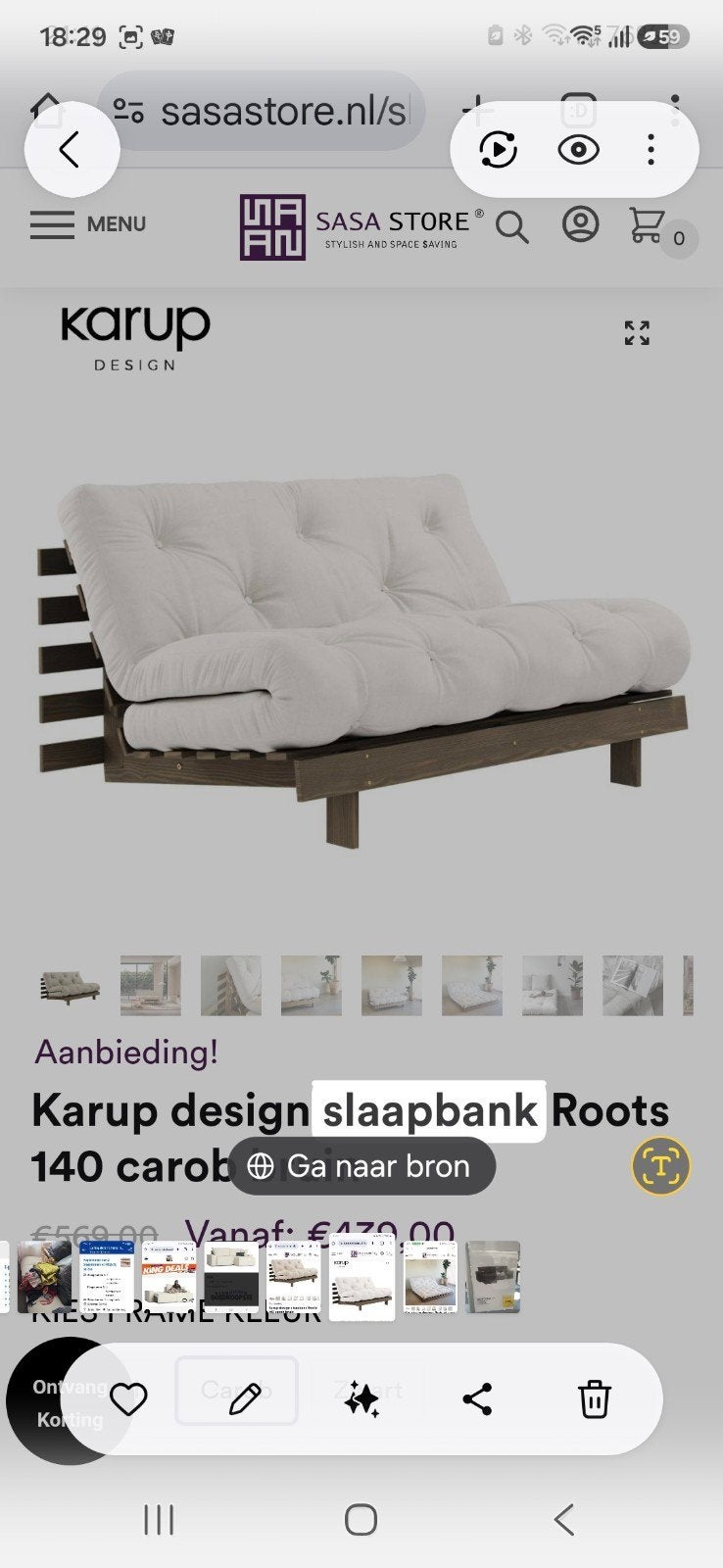 Karup Design zit/Slaapbank - Natuurlijk & Comfortabel, Huis en Inrichting, Ophalen, Tweepersoons, 140 cm, Zo goed als nieuw