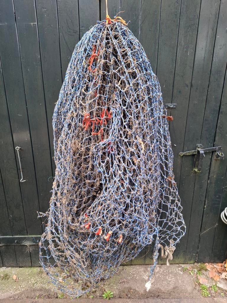 Oud vintage visnet vissersnet blauw, Ophalen of Verzenden, N, T, V