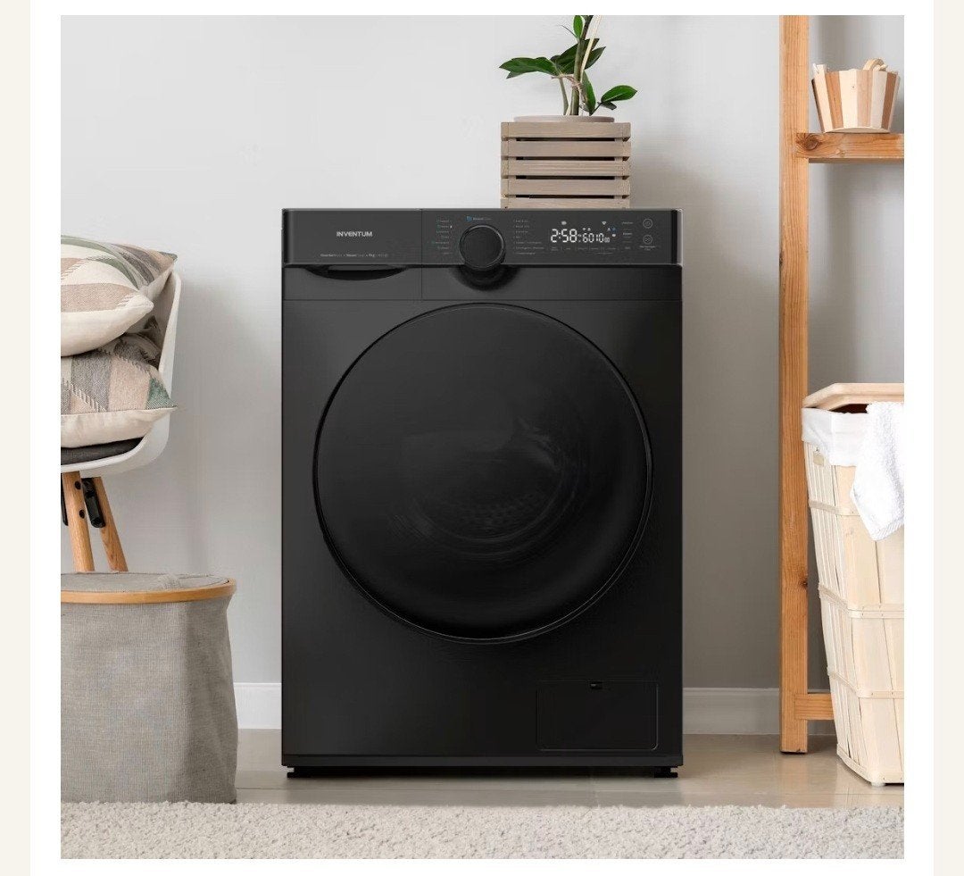Zwarte inventum wasmachine, Ophalen, 1200 tot 1600 toeren, 8 tot 10 kg, Zo goed als nieuw