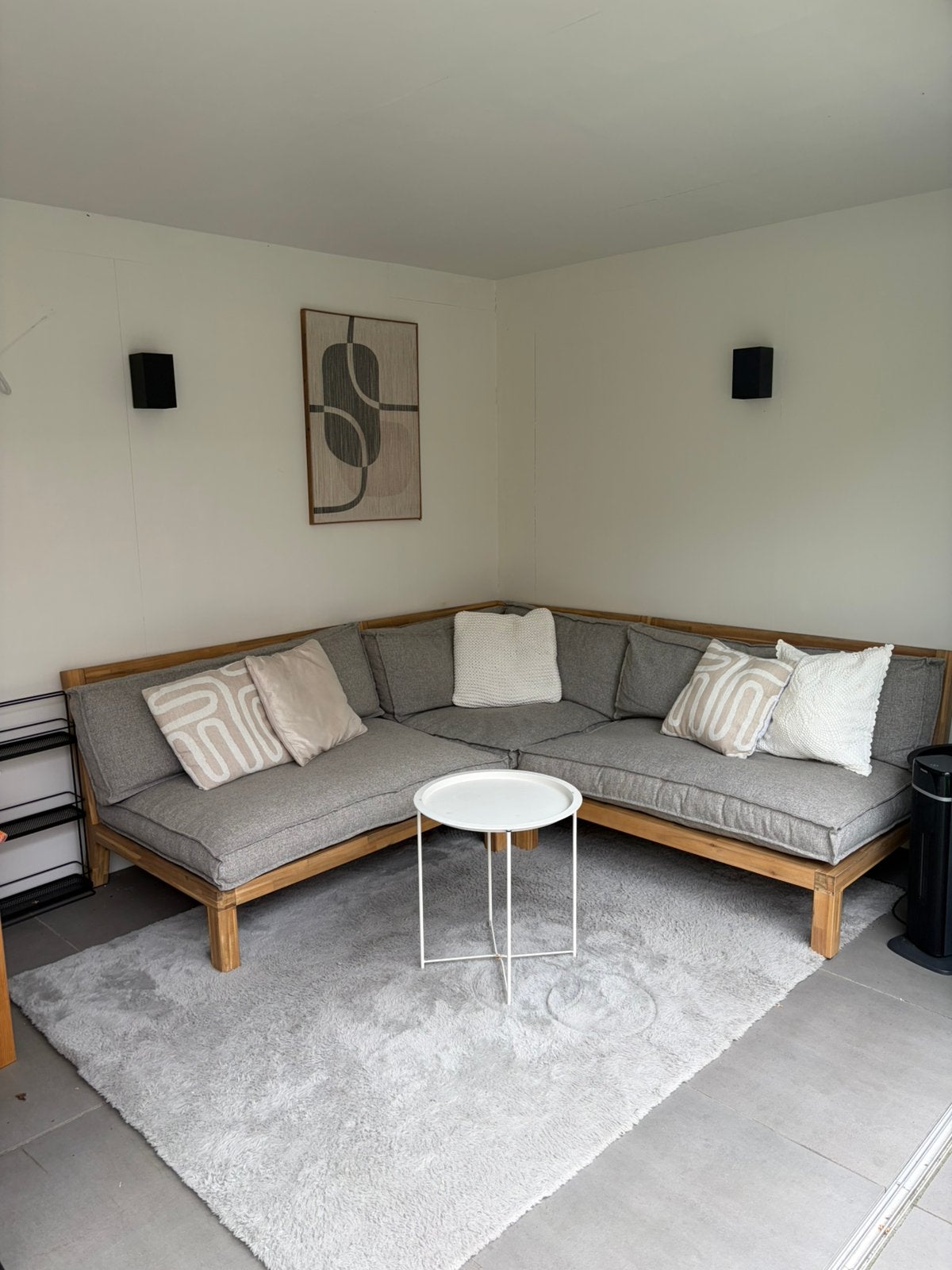 Loungebank Palletbank Trevor Karwei met palletkussens, Ophalen, 5 zitplaatsen, Hardhout, Zo goed als nieuw