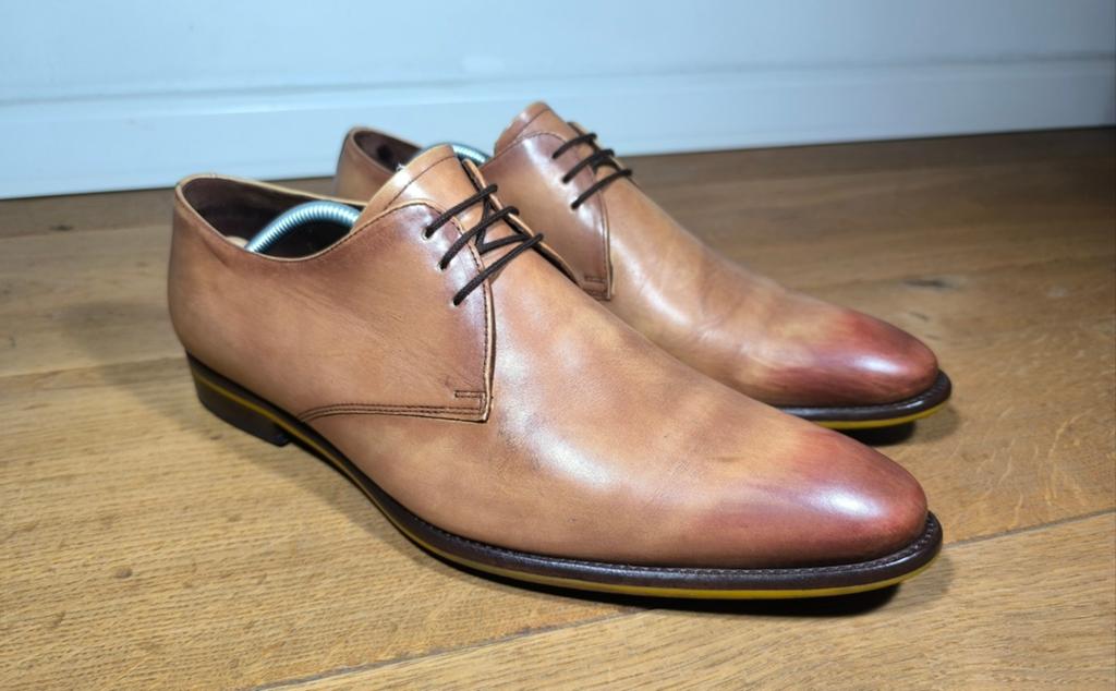Floris van Bommel herenschoenen maat 9,5 / 44, Ophalen, Bruin, Floris van Bommel, Zo goed als nieuw