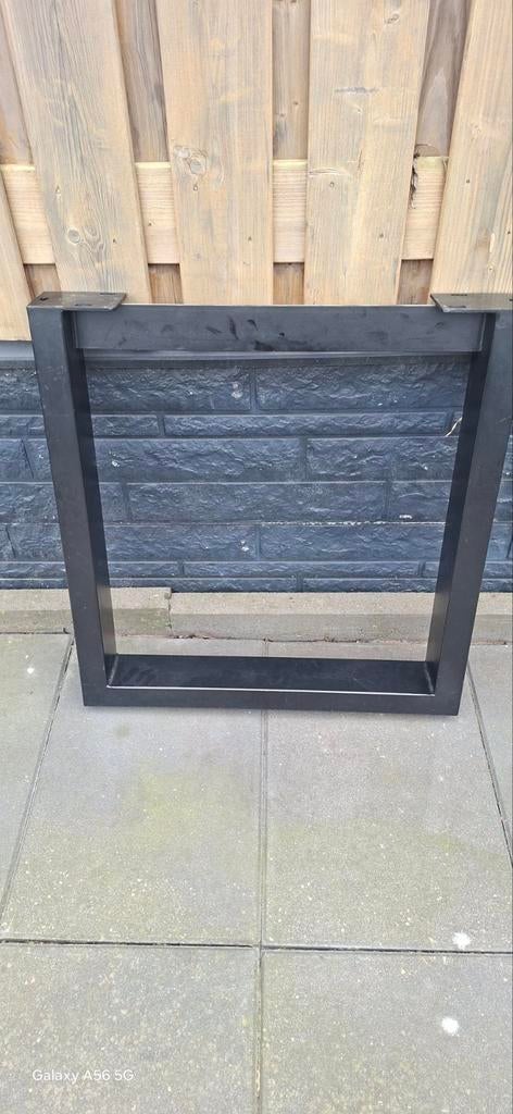 2 Zwarte metalen tafelpoten industriële, vierkant model, Tafelpoot, Minder dan 50 cm, Gebruikt, 50 tot 100 cm