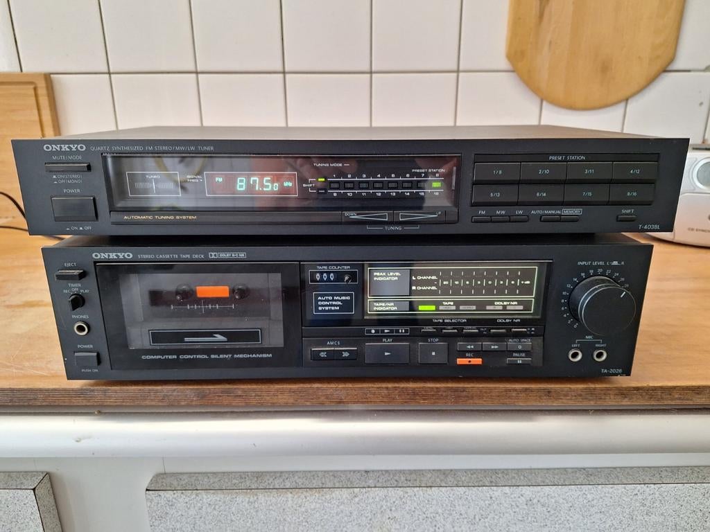 Onkyo Tuner T-4038L en Cassettedeck TA-2026, Tuner of Radio, Gebruikt, Losse componenten, Ophalen