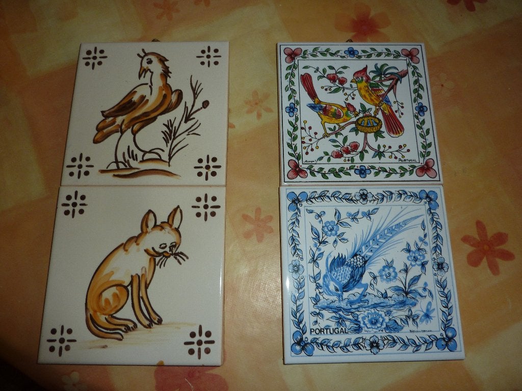 oude tegels dieren op hout, Ophalen of Verzenden