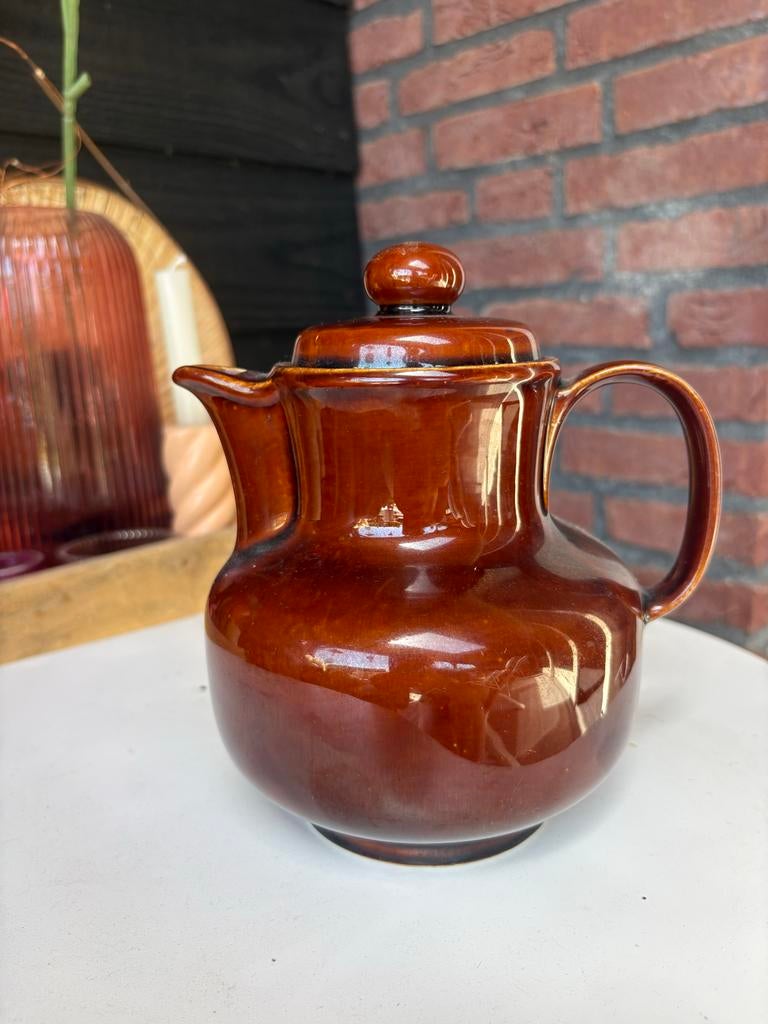 Vintage Colditz Koffiepot - Bruin Keramiek, Made in GDR, Antiek en Kunst, Ophalen of Verzenden